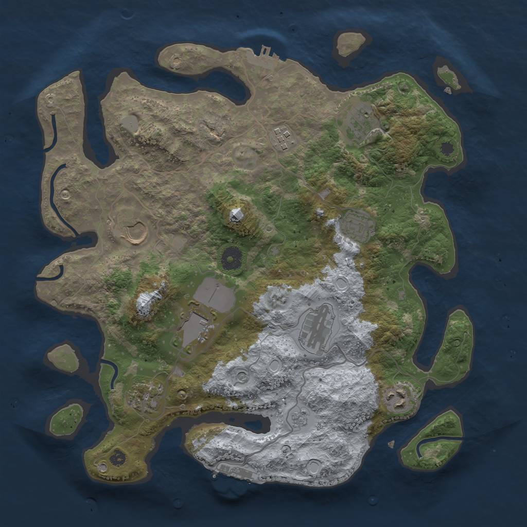 Rust Map: Procedural Map, Size: 3500, Seed: 872952259, 15 Monuments