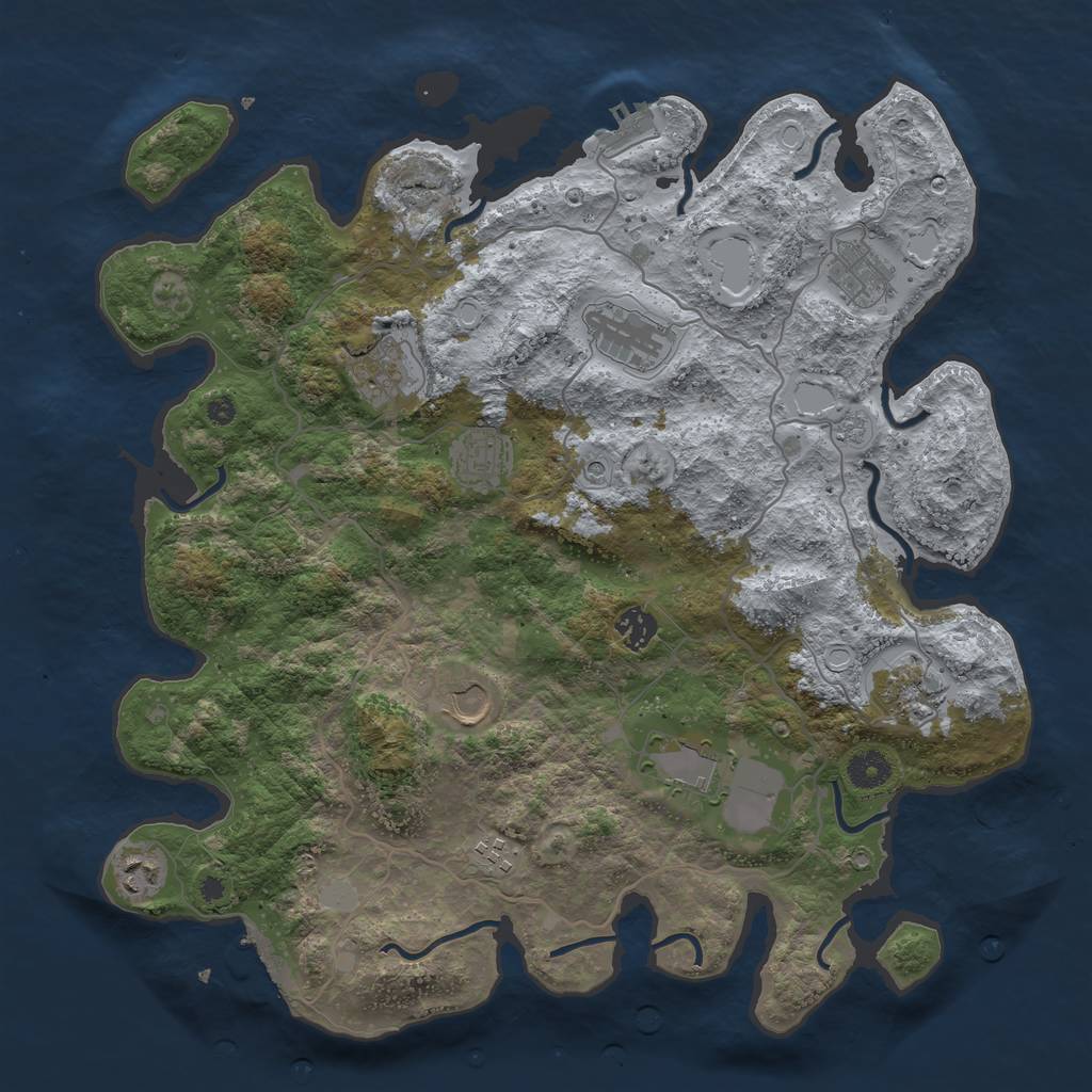 Rust Map: Procedural Map, Size: 4000, Seed: 2028495674, 17 Monuments