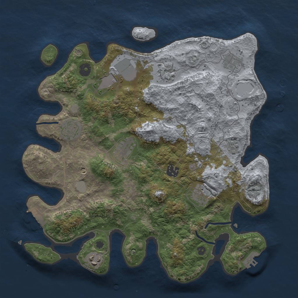 Rust Map: Procedural Map, Size: 3500, Seed: 1481967080, 16 Monuments