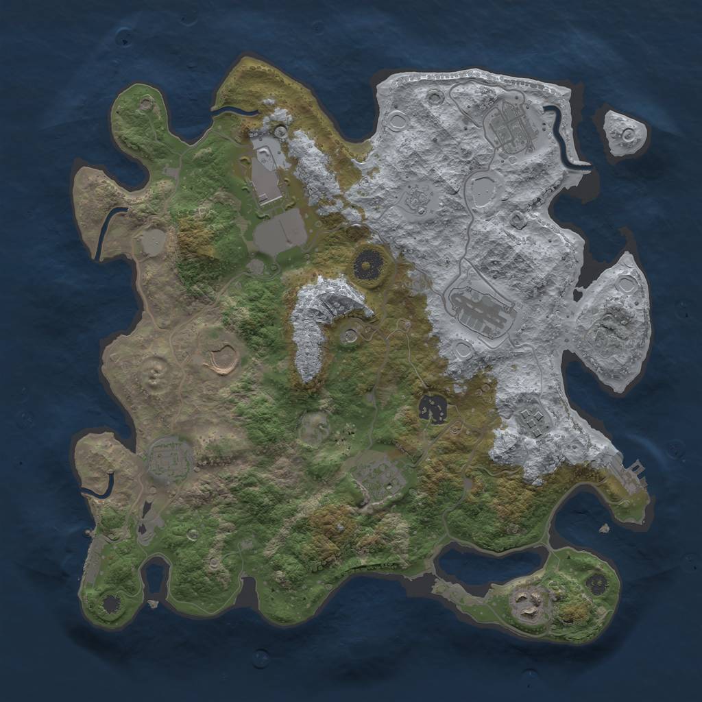 Rust Map: Procedural Map, Size: 3500, Seed: 214429488, 16 Monuments