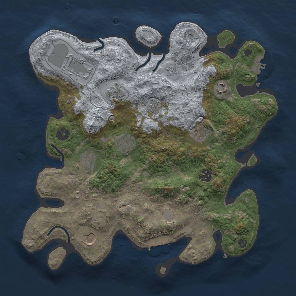 Rust Map: Procedural Map, Size: 3500, Seed: 371413608, 16 Monuments