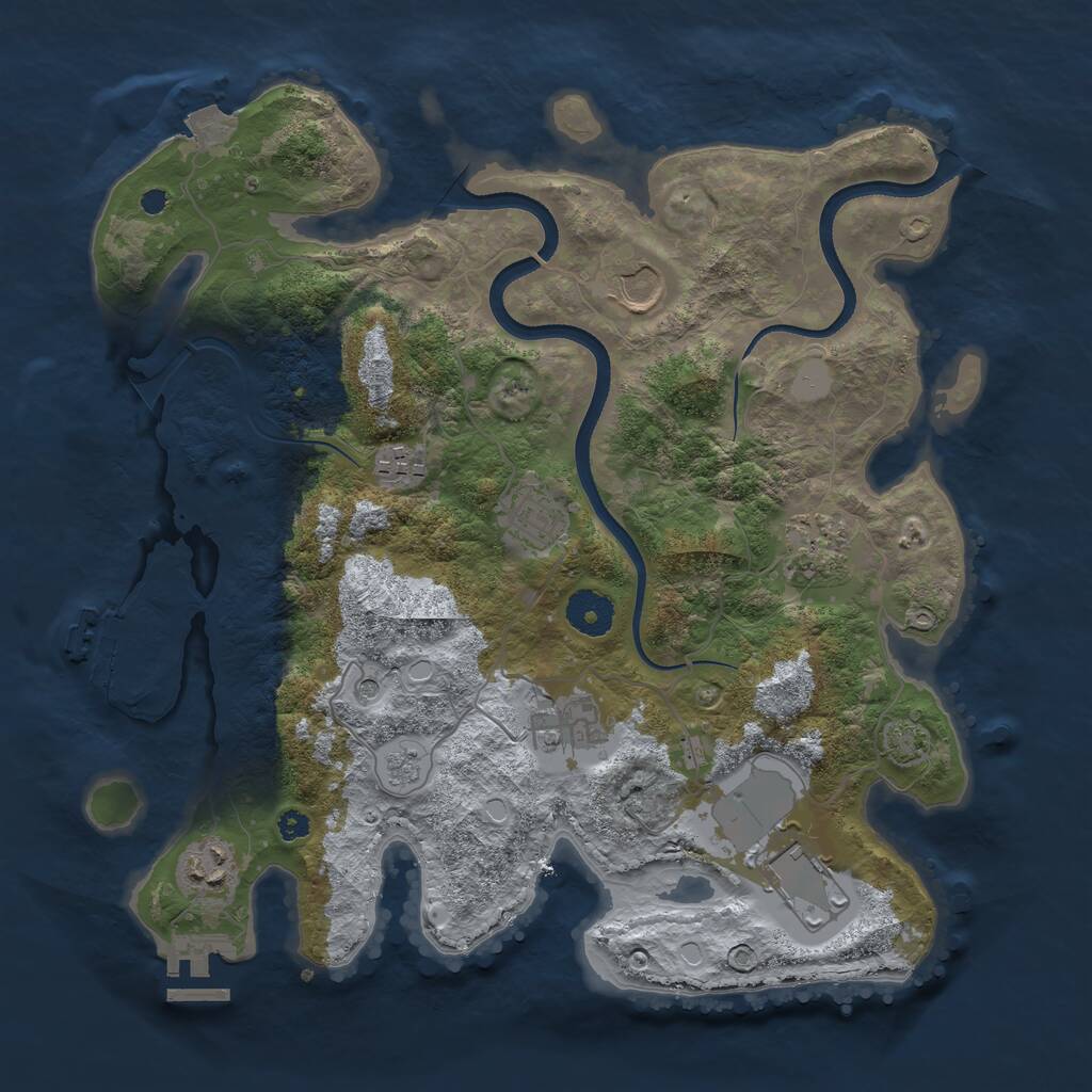 Rust Map: Procedural Map, Size: 3500, Seed: 439565632, 13 Monuments