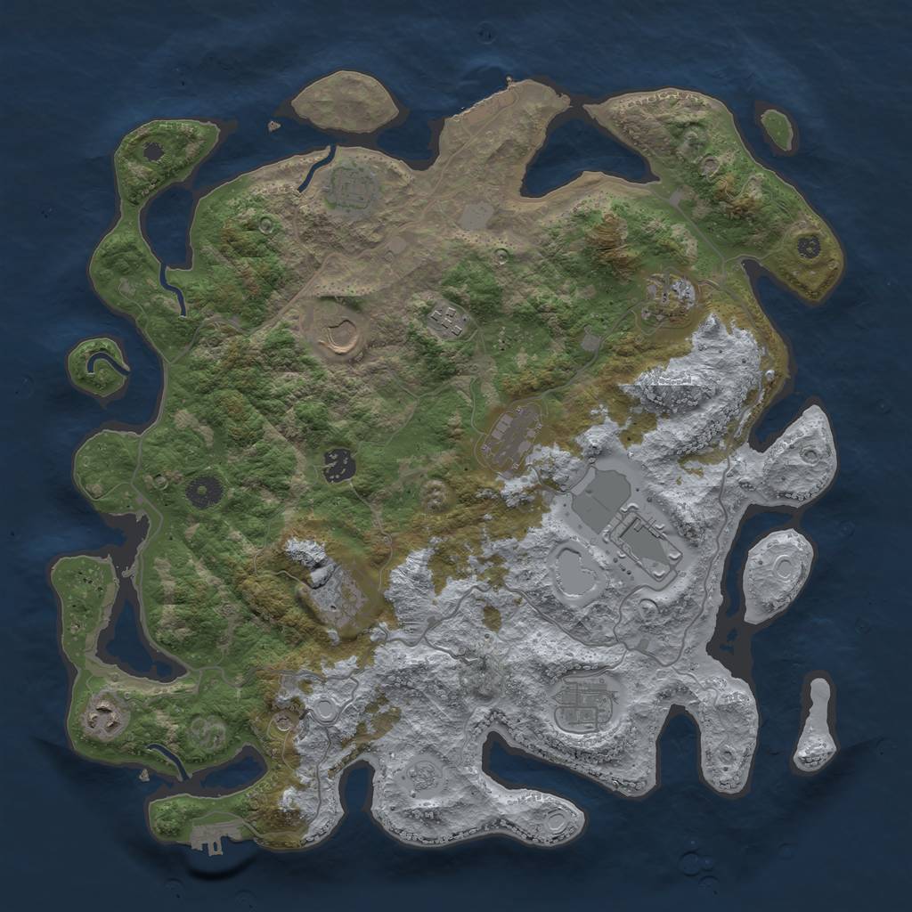 Rust Map: Procedural Map, Size: 4000, Seed: 730720929, 17 Monuments