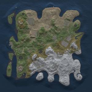 Thumbnail Rust Map: Procedural Map, Size: 3500, Seed: 1378191947, 16 Monuments