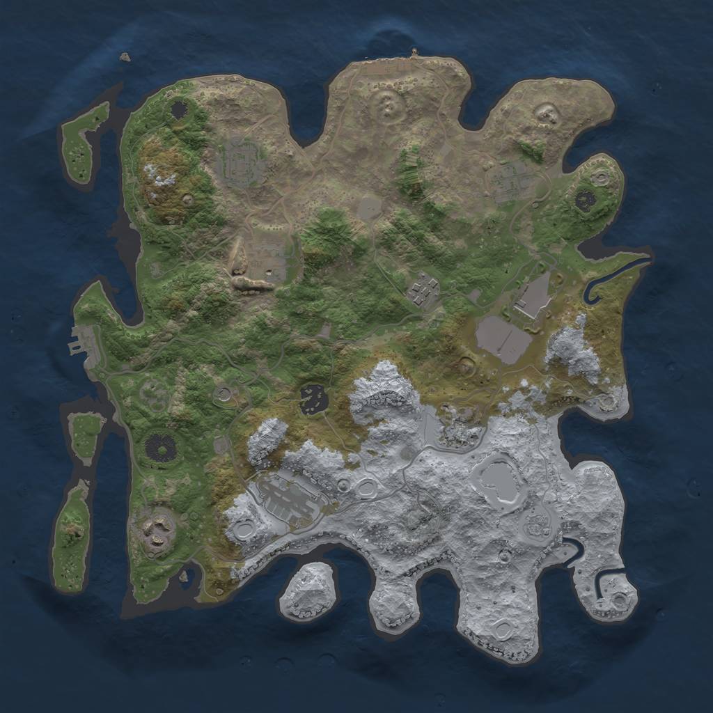 Rust Map: Procedural Map, Size: 3500, Seed: 1378191947, 16 Monuments