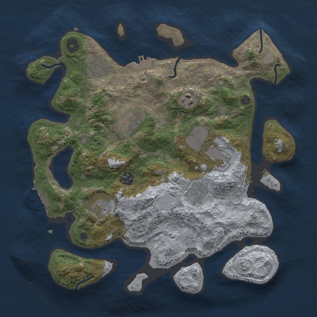 Rust Map: Procedural Map, Size: 3500, Seed: 1216166204, 14 Monuments