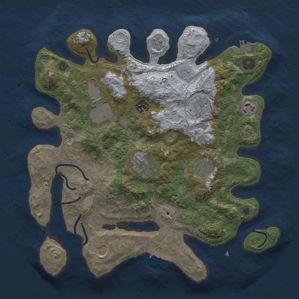 Rust Map: Procedural Map, Size: 3500, Seed: 1333425926, 15 Monuments