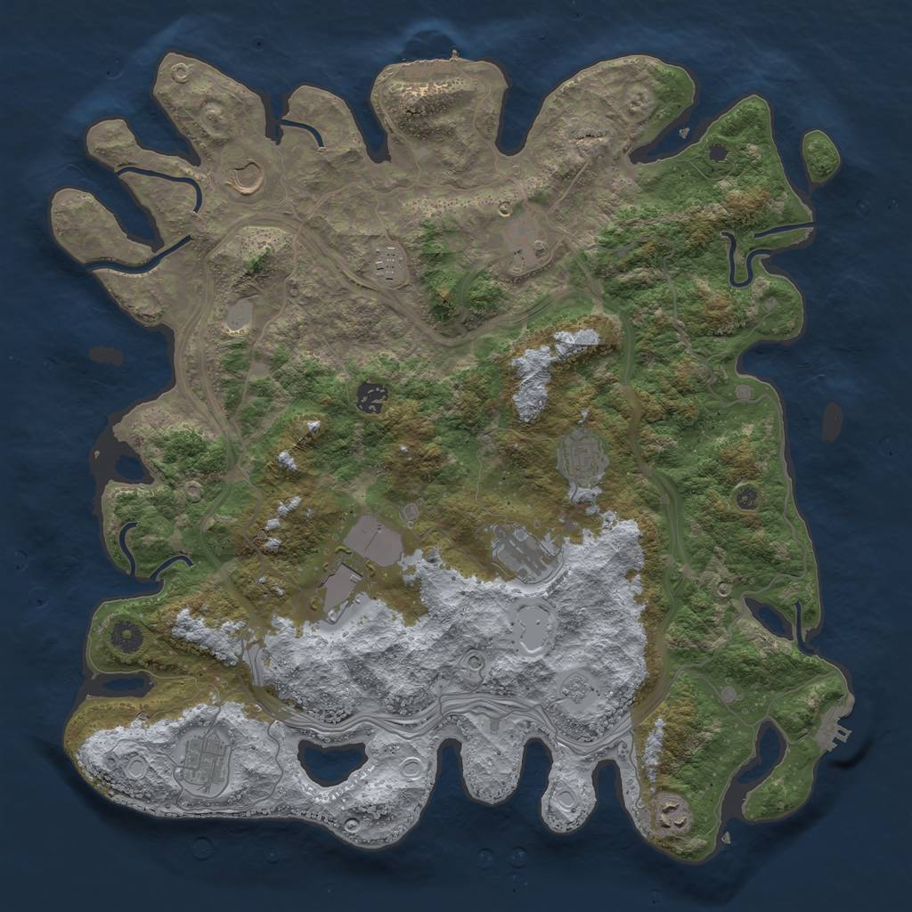 Rust Map: Procedural Map, Size: 4250, Seed: 1355536360, 16 Monuments