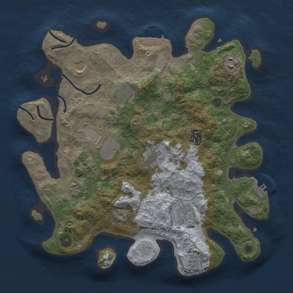 Rust Map: Procedural Map, Size: 3500, Seed: 954597960, 16 Monuments
