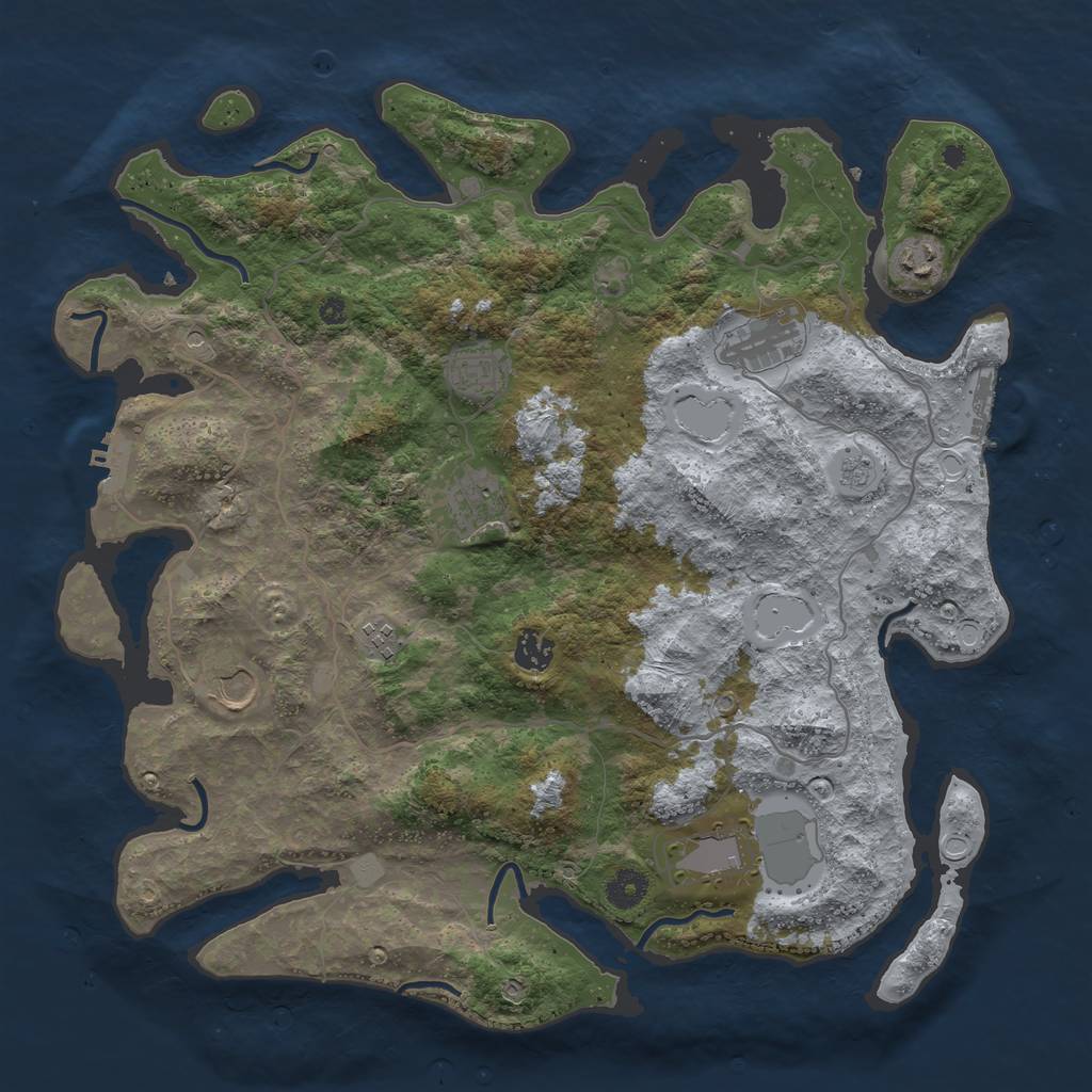 Rust Map: Procedural Map, Size: 4000, Seed: 84651425, 15 Monuments