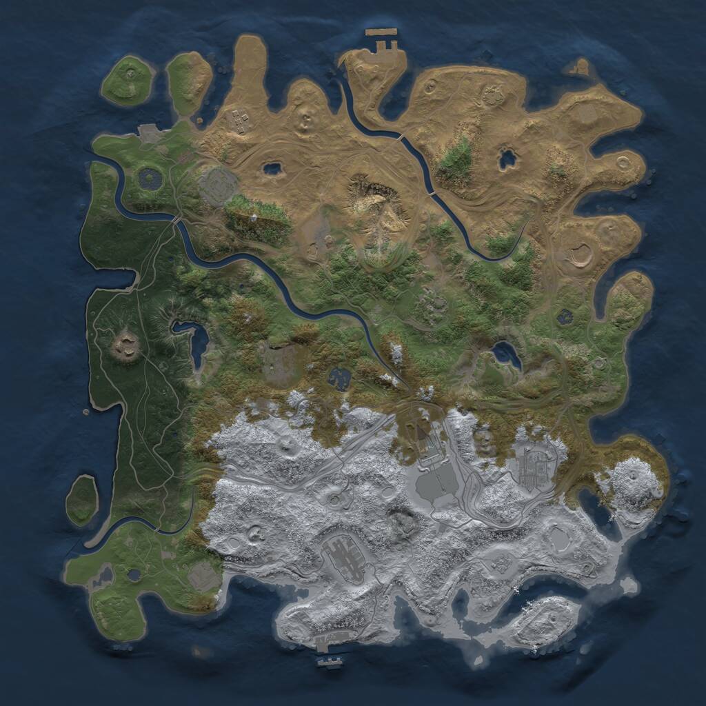 Rust Map: Procedural Map, Size: 4500, Seed: 1999215821, 19 Monuments