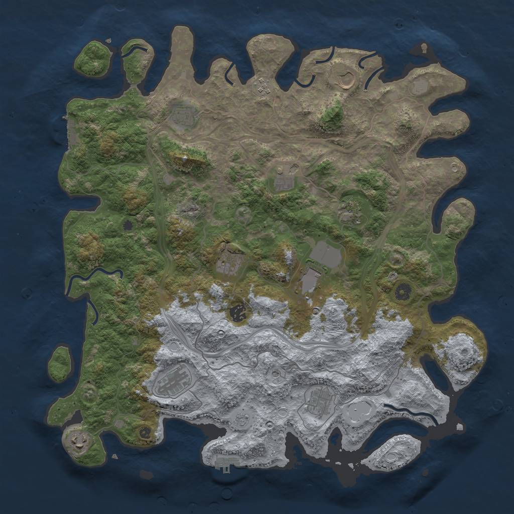 Rust Map: Procedural Map, Size: 4500, Seed: 1999215821, 18 Monuments