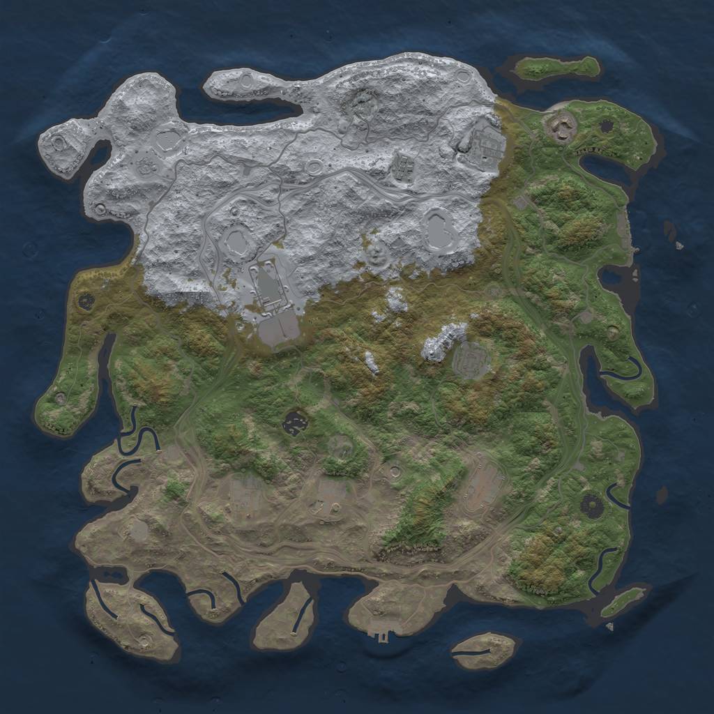 Rust Map: Procedural Map, Size: 4500, Seed: 1708181594, 16 Monuments