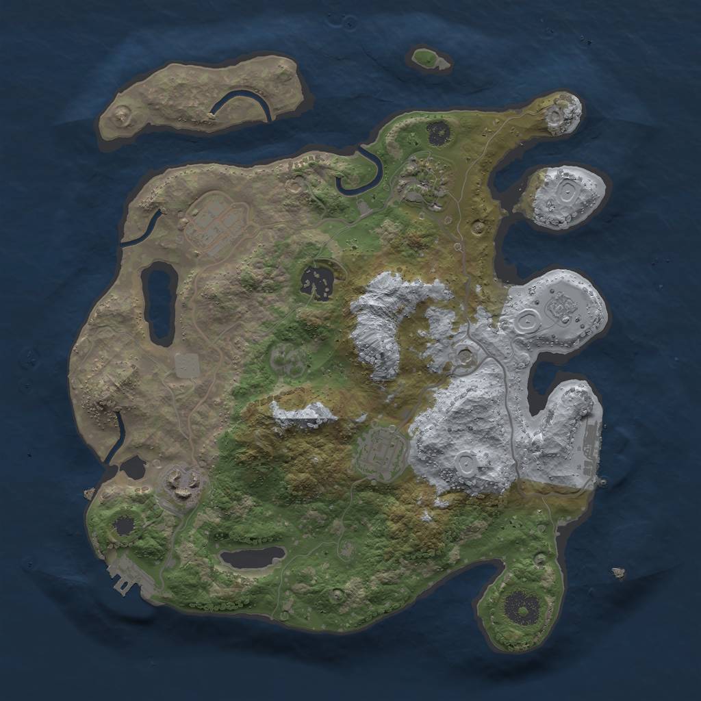 Rust Map: Procedural Map, Size: 3000, Seed: 917489144, 12 Monuments