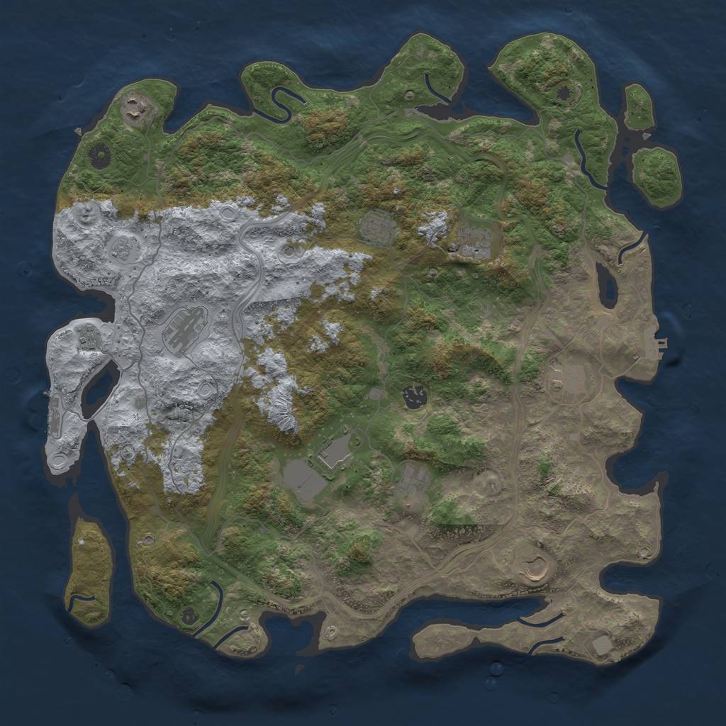 Rust Map: Procedural Map, Size: 4500, Seed: 176076090, 17 Monuments