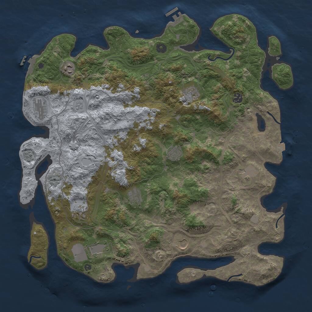 Rust Map: Procedural Map, Size: 4500, Seed: 176076090, 17 Monuments