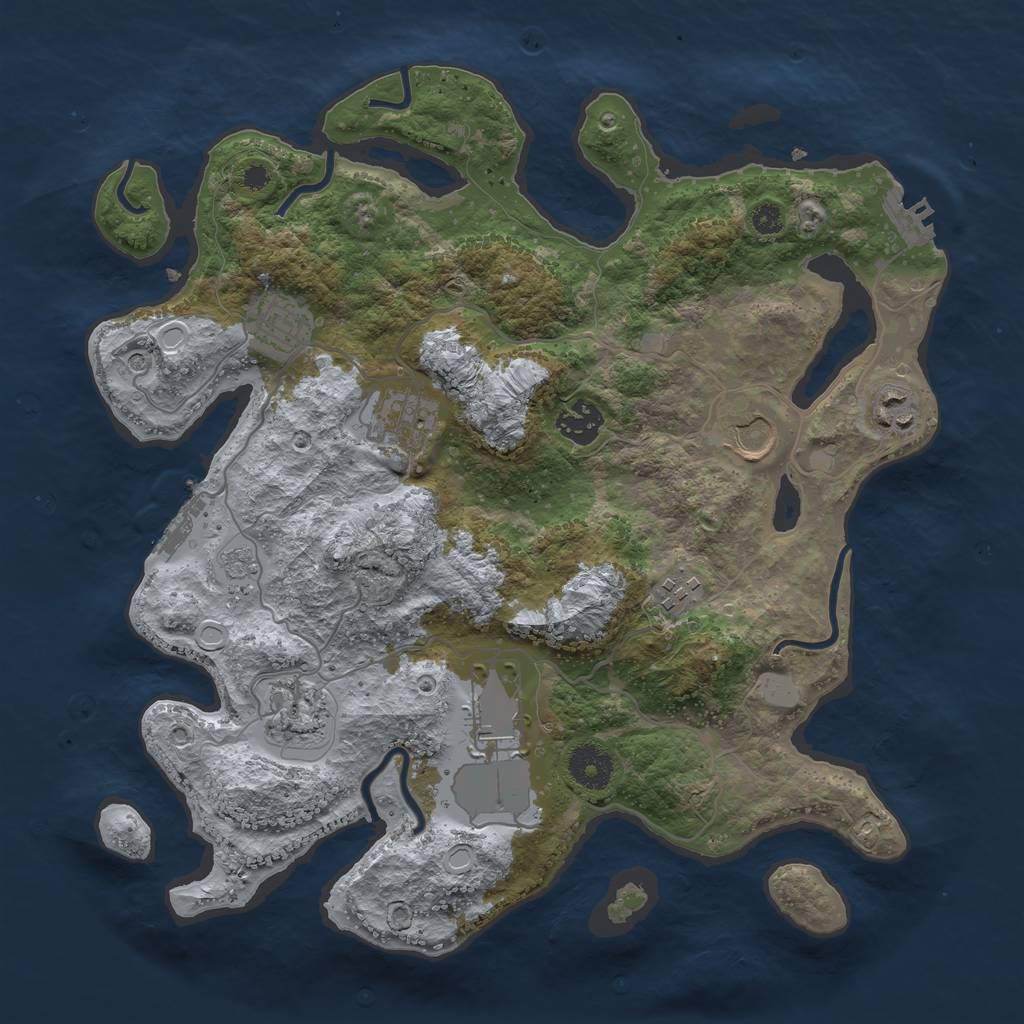 Rust Map: Procedural Map, Size: 3500, Seed: 1121875958, 15 Monuments