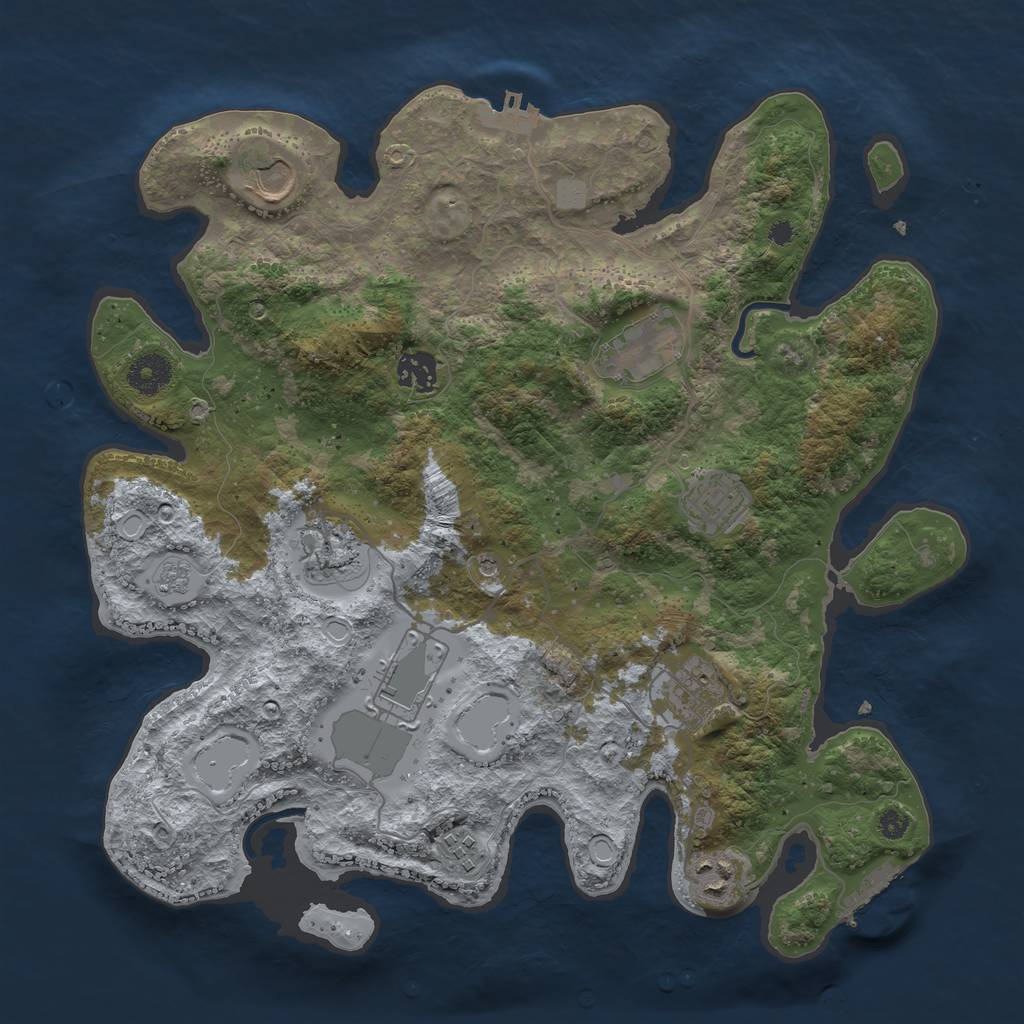 Rust Map: Procedural Map, Size: 3650, Seed: 63610272, 16 Monuments