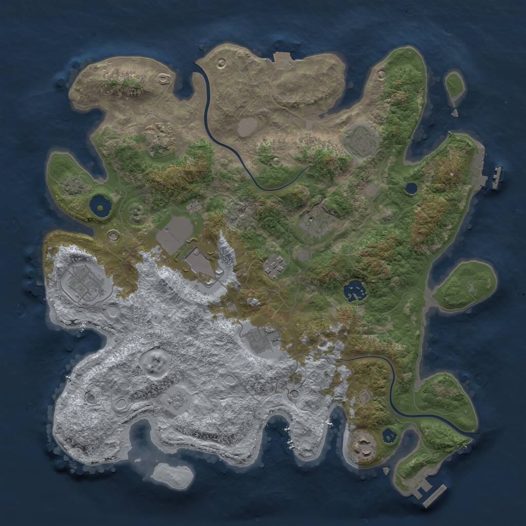 Rust Map: Procedural Map, Size: 3650, Seed: 63610272, 15 Monuments