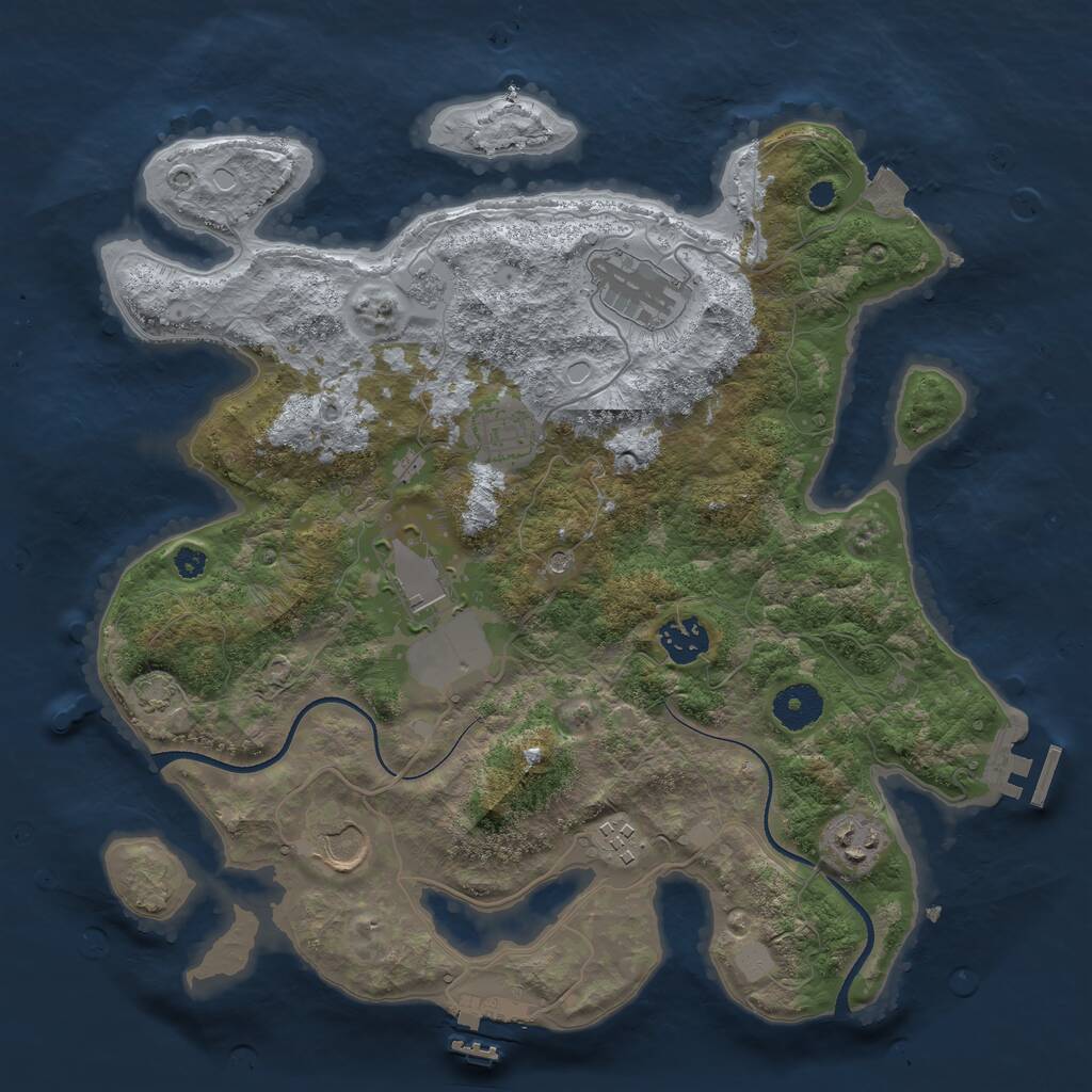 Rust Map: Procedural Map, Size: 3500, Seed: 943578083, 13 Monuments