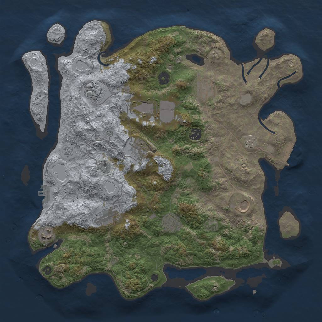Rust Map: Procedural Map, Size: 3850, Seed: 3672012, 17 Monuments