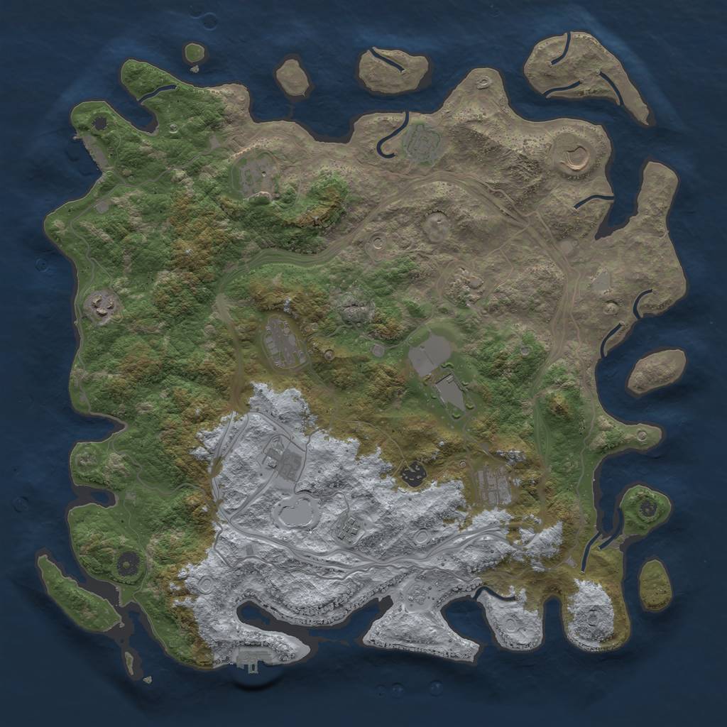 Rust Map: Procedural Map, Size: 4500, Seed: 974864072, 18 Monuments