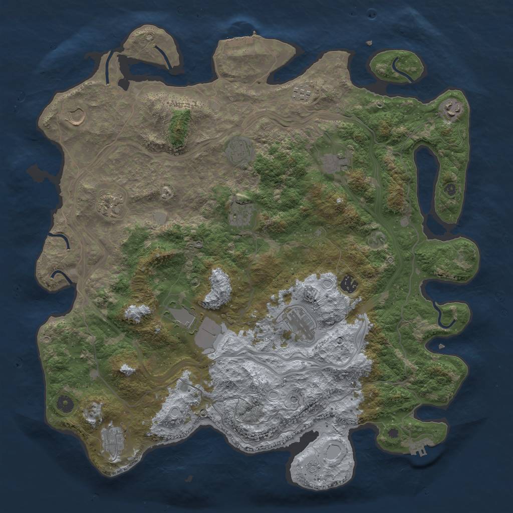 Rust Map: Procedural Map, Size: 4500, Seed: 115000, 18 Monuments
