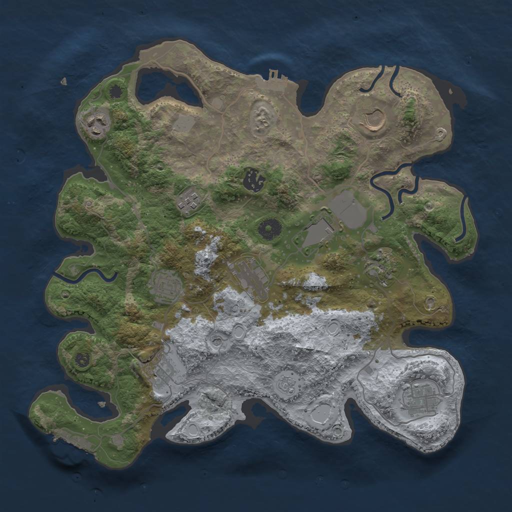 Rust Map: Procedural Map, Size: 3500, Seed: 1500740223, 17 Monuments