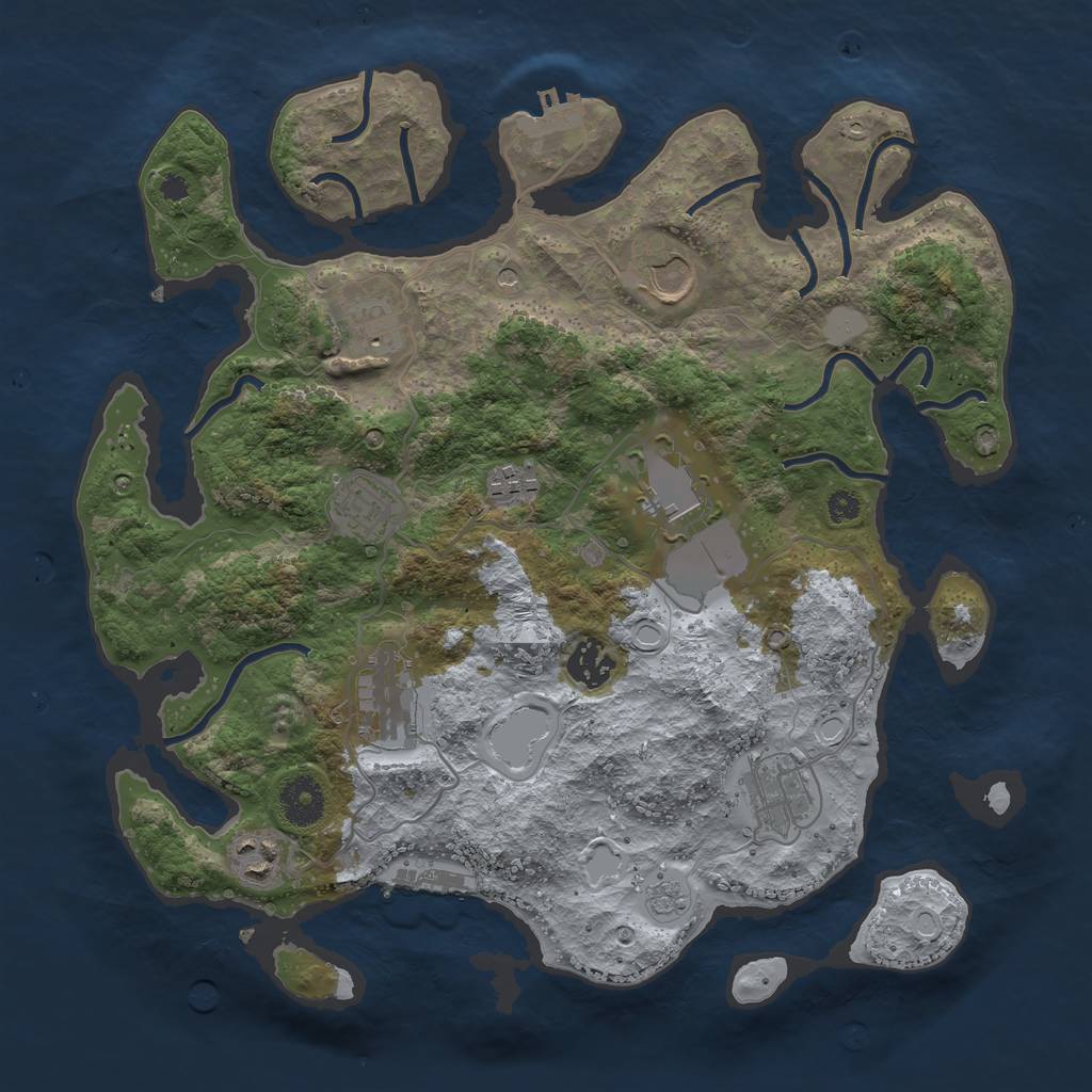 Rust Map: Procedural Map, Size: 3500, Seed: 903709647, 16 Monuments