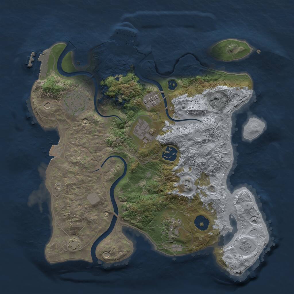 Rust Map: Procedural Map, Size: 3000, Seed: 874867434, 11 Monuments