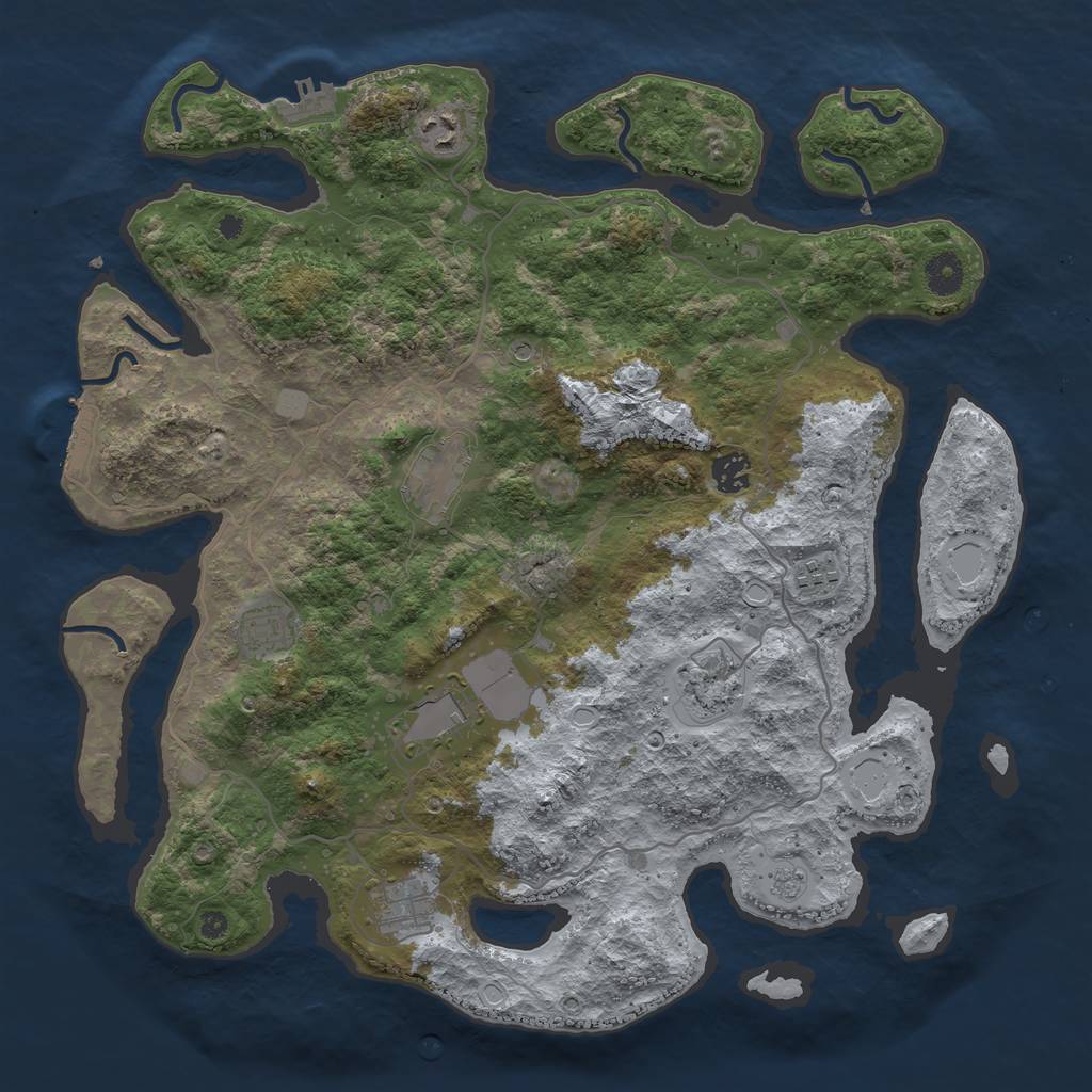 Rust Map: Procedural Map, Size: 4000, Seed: 1043421847, 15 Monuments