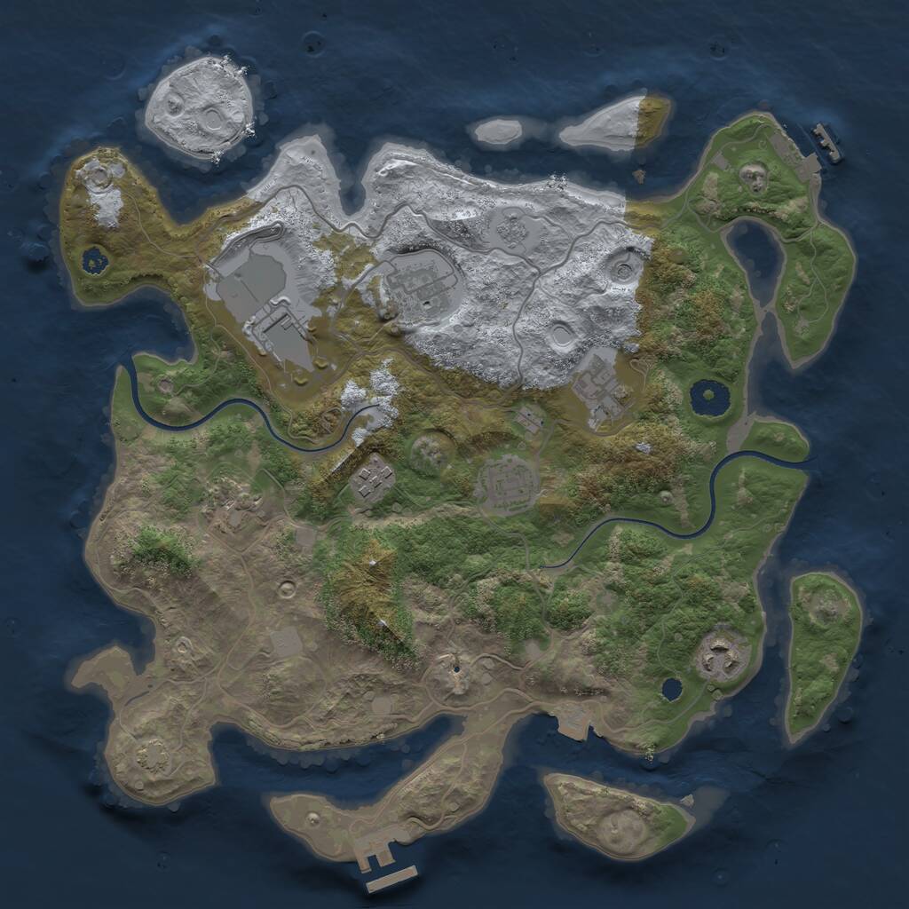 Rust Map: Procedural Map, Size: 3500, Seed: 37736260, 13 Monuments