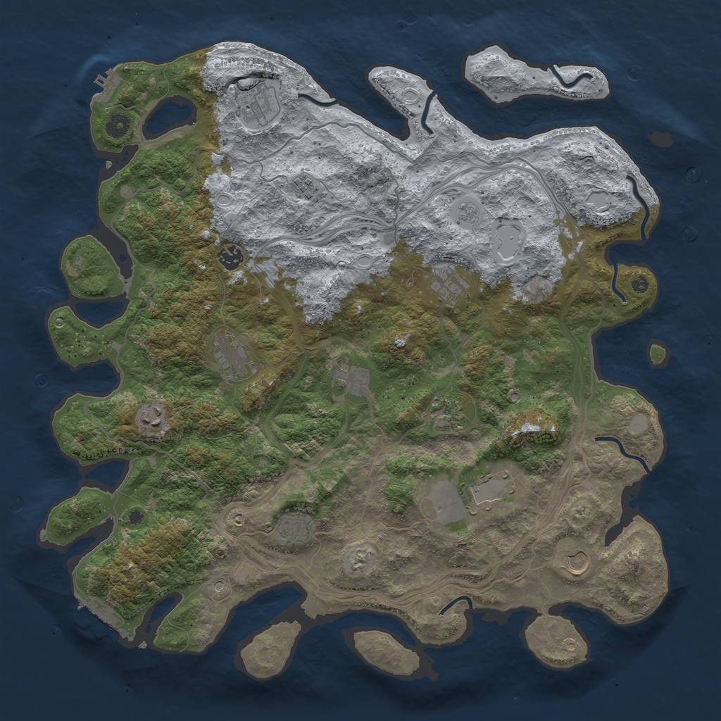Rust Map: Procedural Map, Size: 4500, Seed: 458122634, 18 Monuments