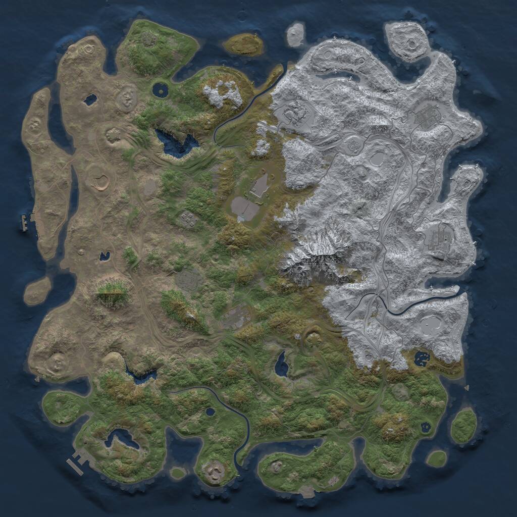 Rust Map: Procedural Map, Size: 5000, Seed: 13883, 16 Monuments
