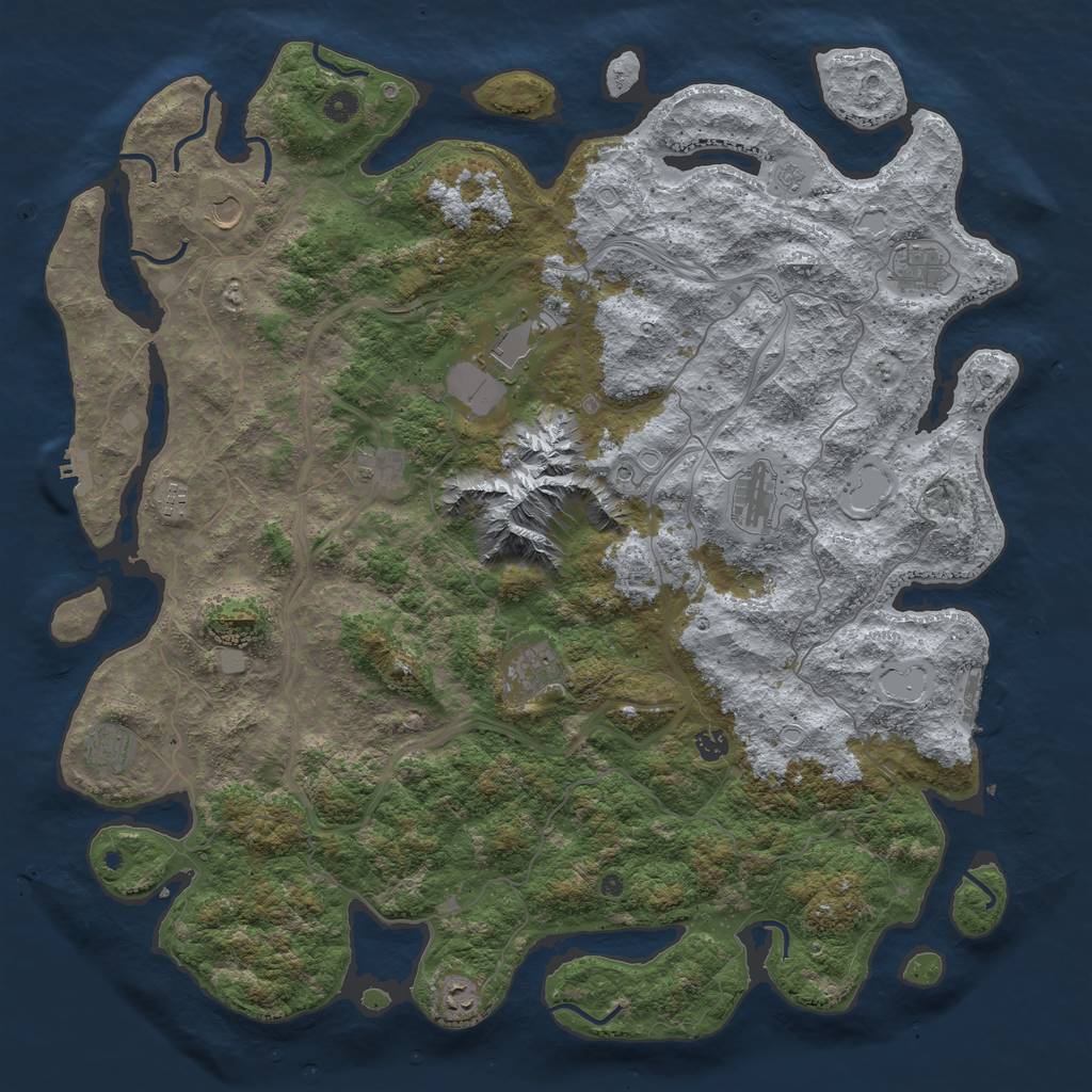 Rust Map: Procedural Map, Size: 5000, Seed: 13883, 17 Monuments