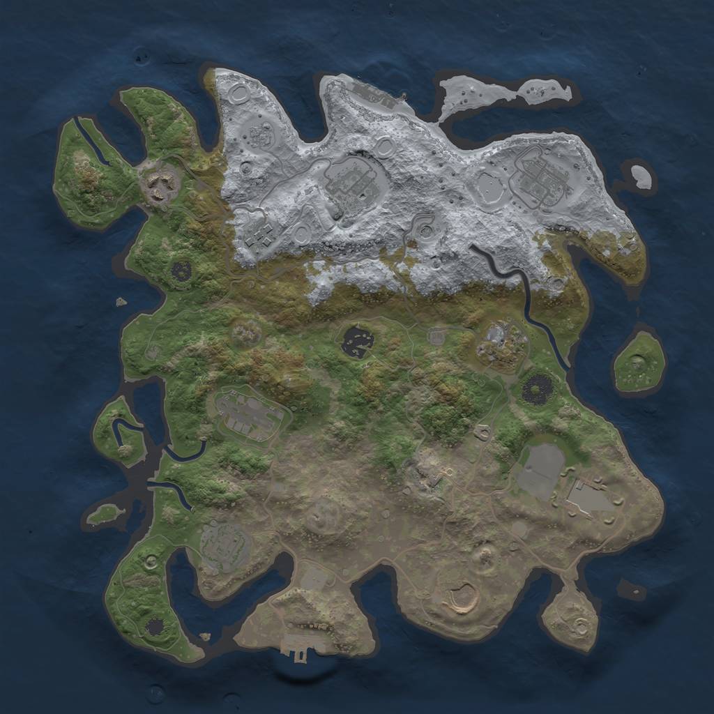 Rust Map: Procedural Map, Size: 3500, Seed: 1712417662, 17 Monuments