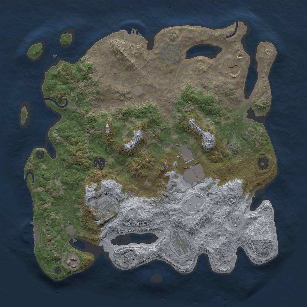 Rust Map: Procedural Map, Size: 3750, Seed: 94897466, 16 Monuments