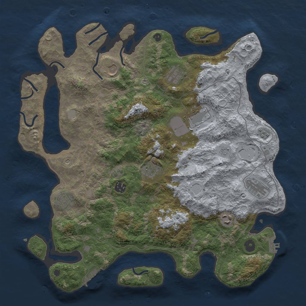 Rust Map: Procedural Map, Size: 4000, Seed: 713909898, 16 Monuments