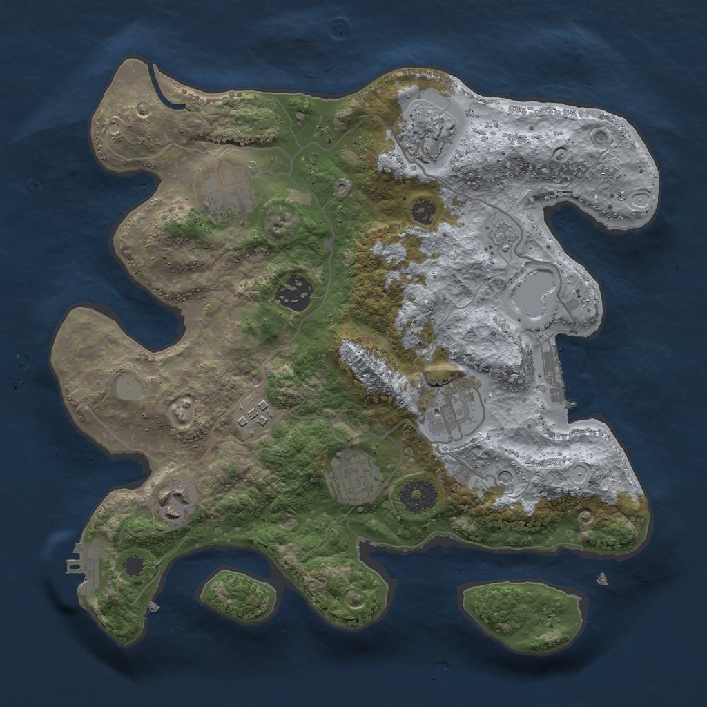 Rust Map: Procedural Map, Size: 3000, Seed: 18845, 14 Monuments