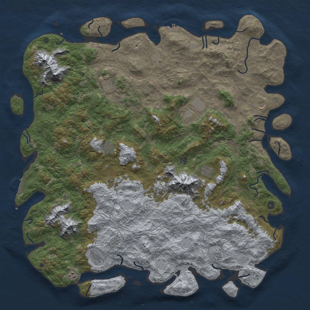 Rust Map: Procedural Map, Size: 6000, Seed: 953286, 18 Monuments