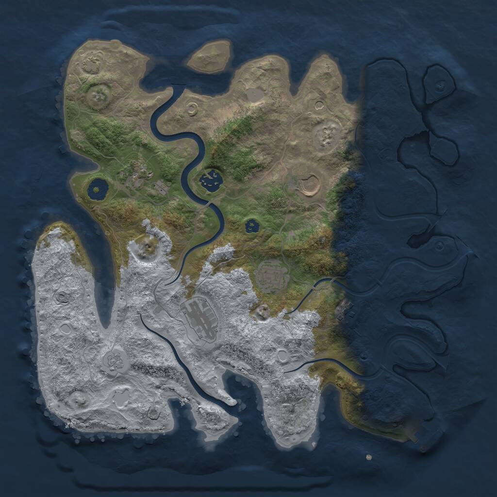 Rust Map: Procedural Map, Size: 3500, Seed: 119365231, 11 Monuments