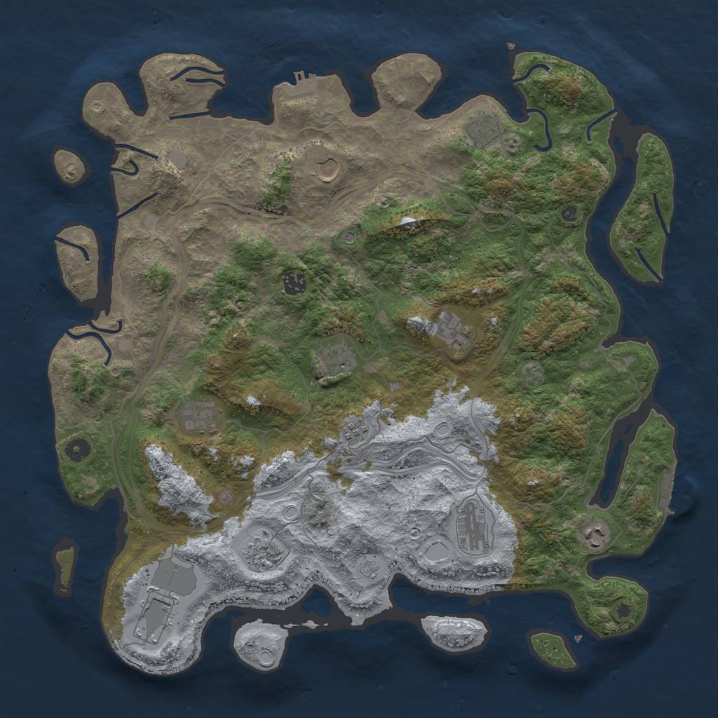 Rust Map: Procedural Map, Size: 4500, Seed: 7293282, 18 Monuments