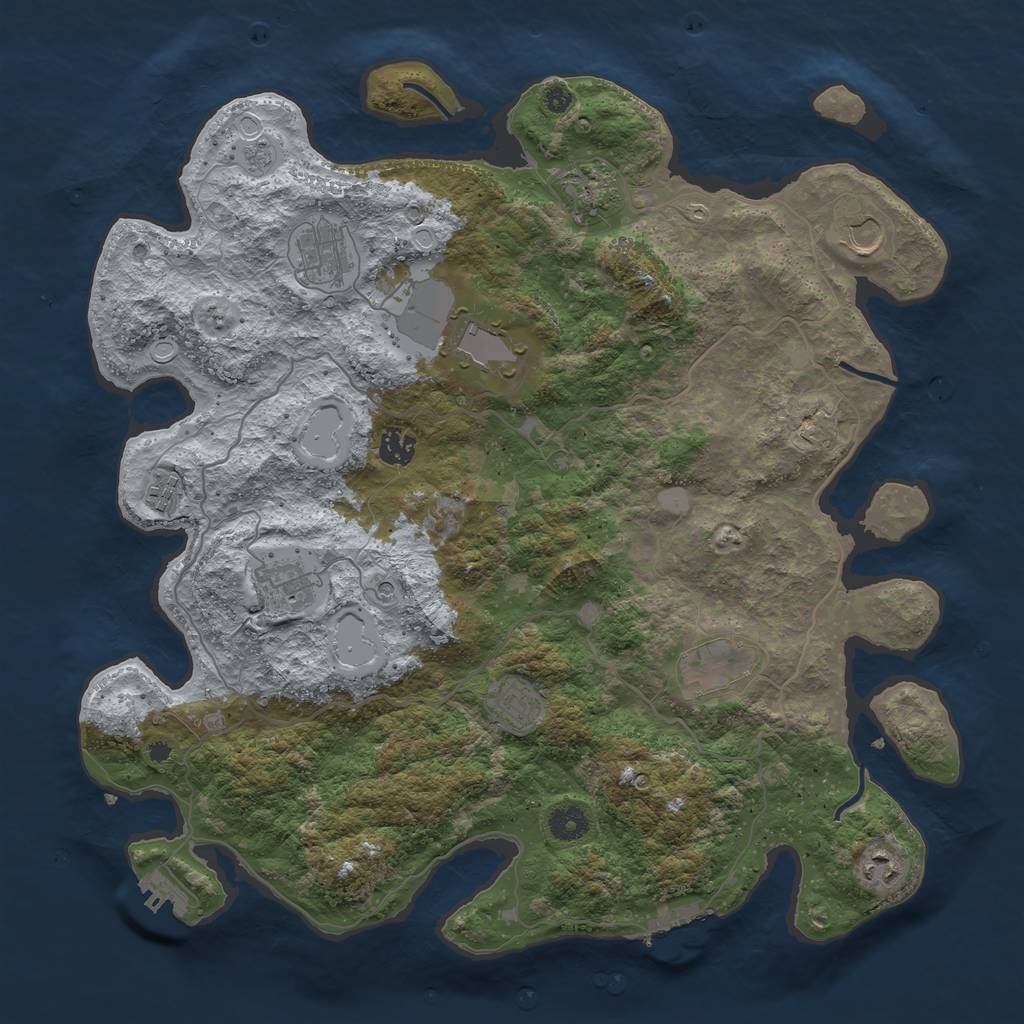 Rust Map: Procedural Map, Size: 4100, Seed: 64256, 17 Monuments