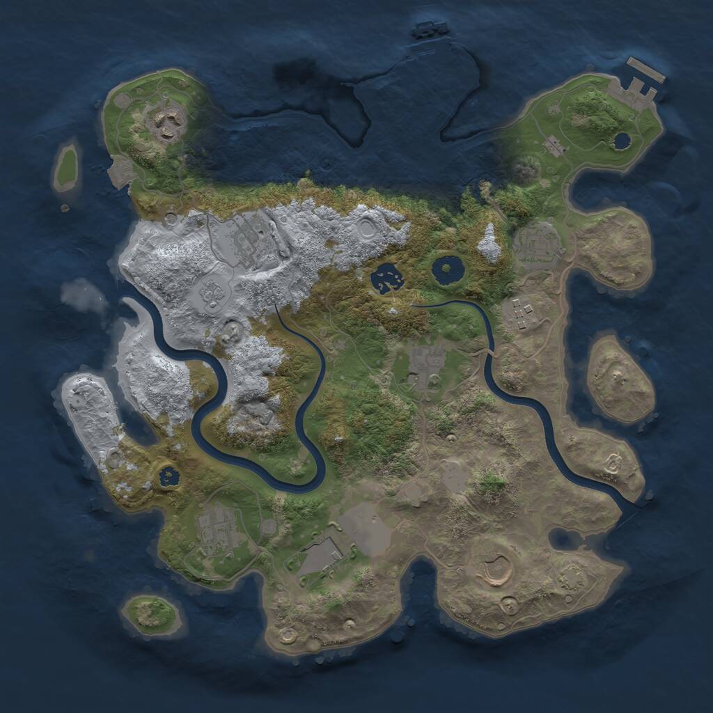 Rust Map: Procedural Map, Size: 3500, Seed: 721551472, 15 Monuments