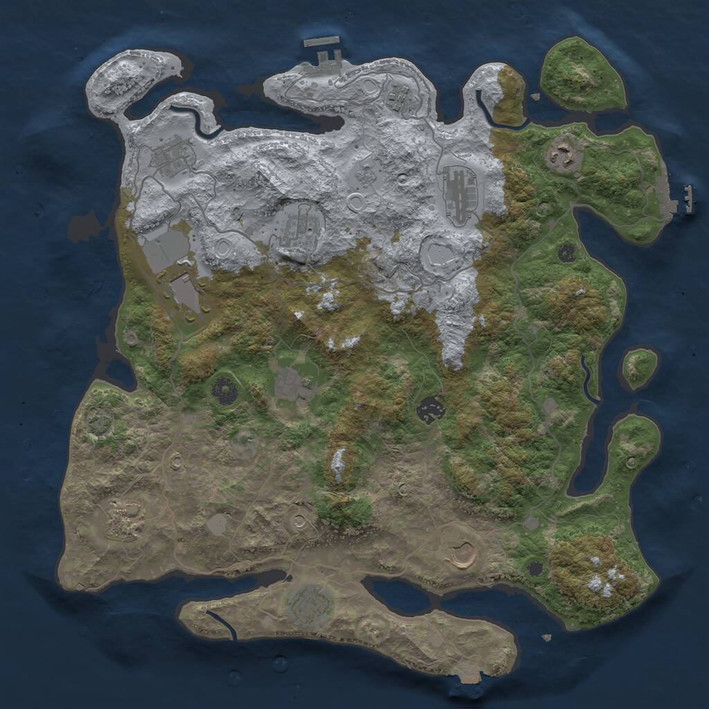 Rust Map: Procedural Map, Size: 4000, Seed: 152980326, 17 Monuments