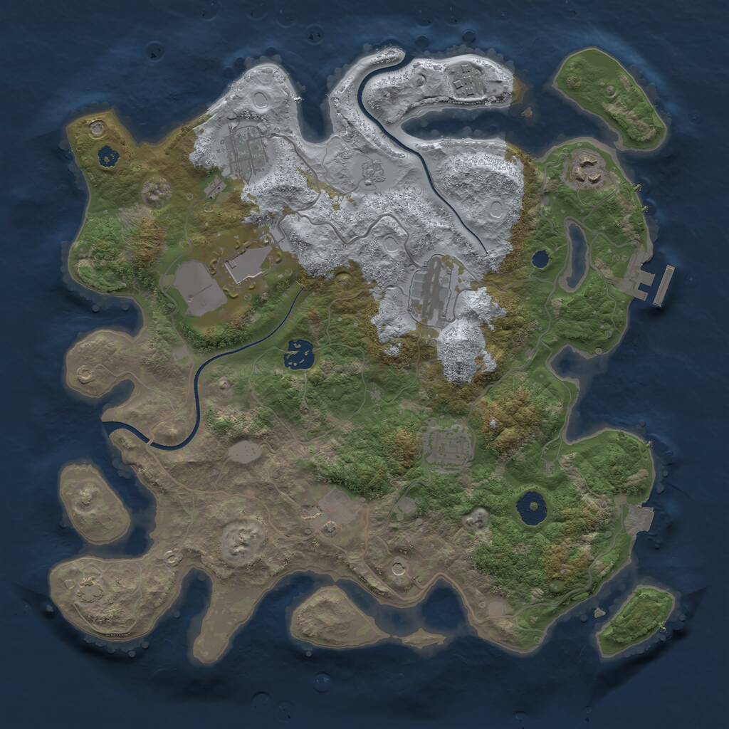 Rust Map: Procedural Map, Size: 3500, Seed: 112911153, 13 Monuments