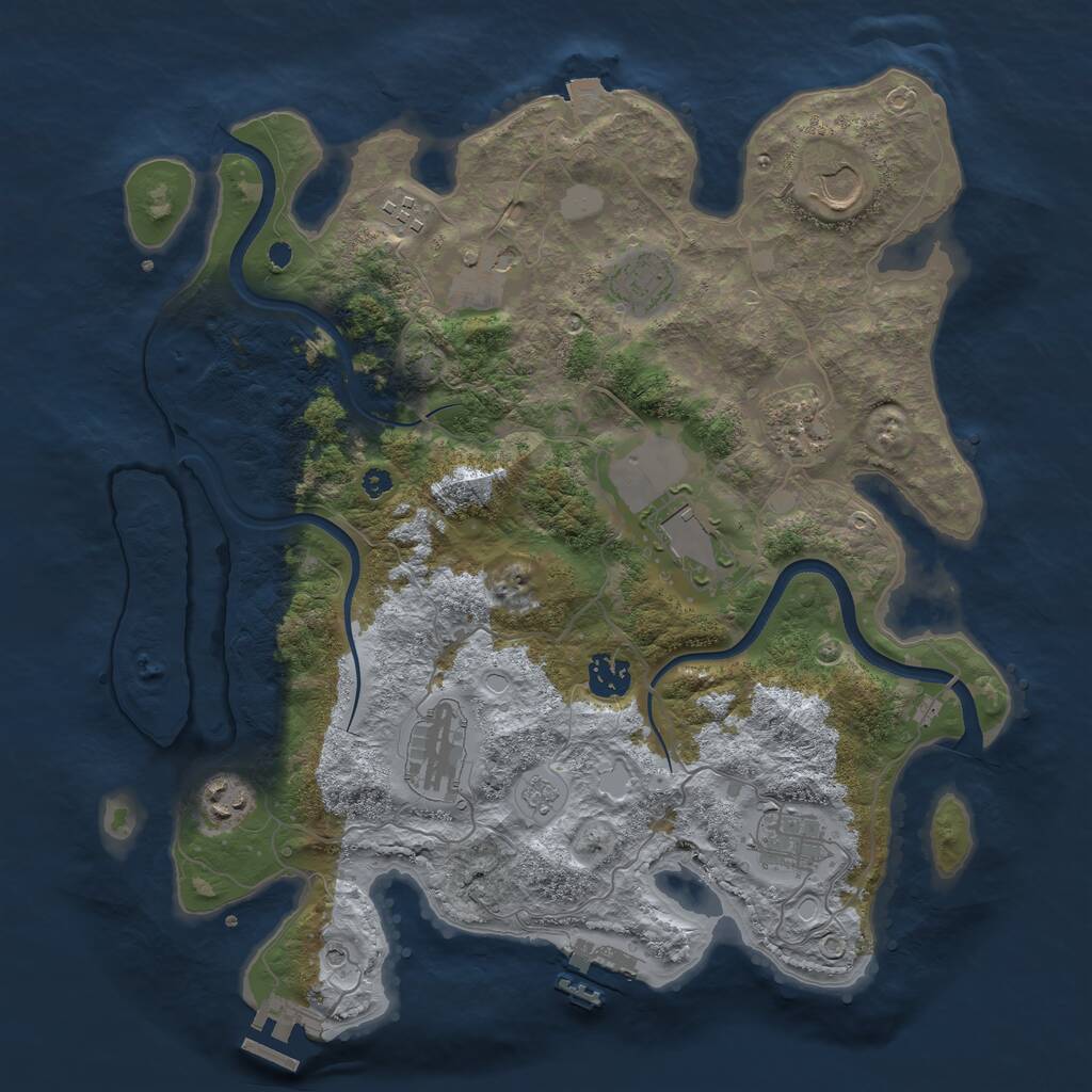 Rust Map: Procedural Map, Size: 3700, Seed: 1797418641, 16 Monuments