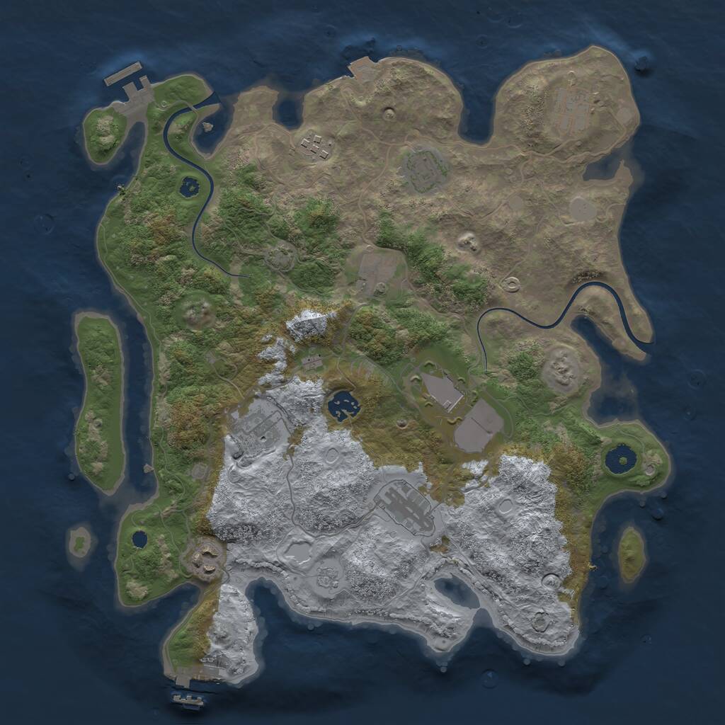 Rust Map: Procedural Map, Size: 3700, Seed: 1797418641, 14 Monuments