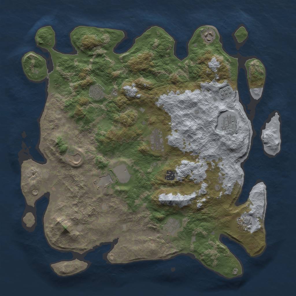 Rust Map: Barren, Size: 4250, Seed: 147404460, 13 Monuments