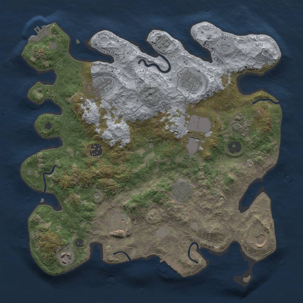 Rust Map: Procedural Map, Size: 3500, Seed: 2067472213, 17 Monuments